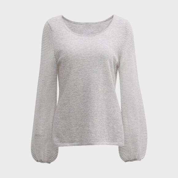 Neiman Marcus Tops - Neiman Marcus Cashmere Collection Sweater with Sheer Ottoman Sleeves Size Large